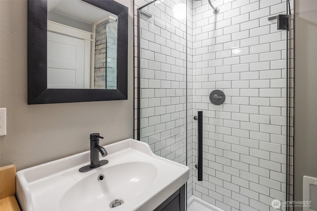 308 S 1st St, Roslyn, WA 98941 - bathroom featuring a shower stall and vanity
