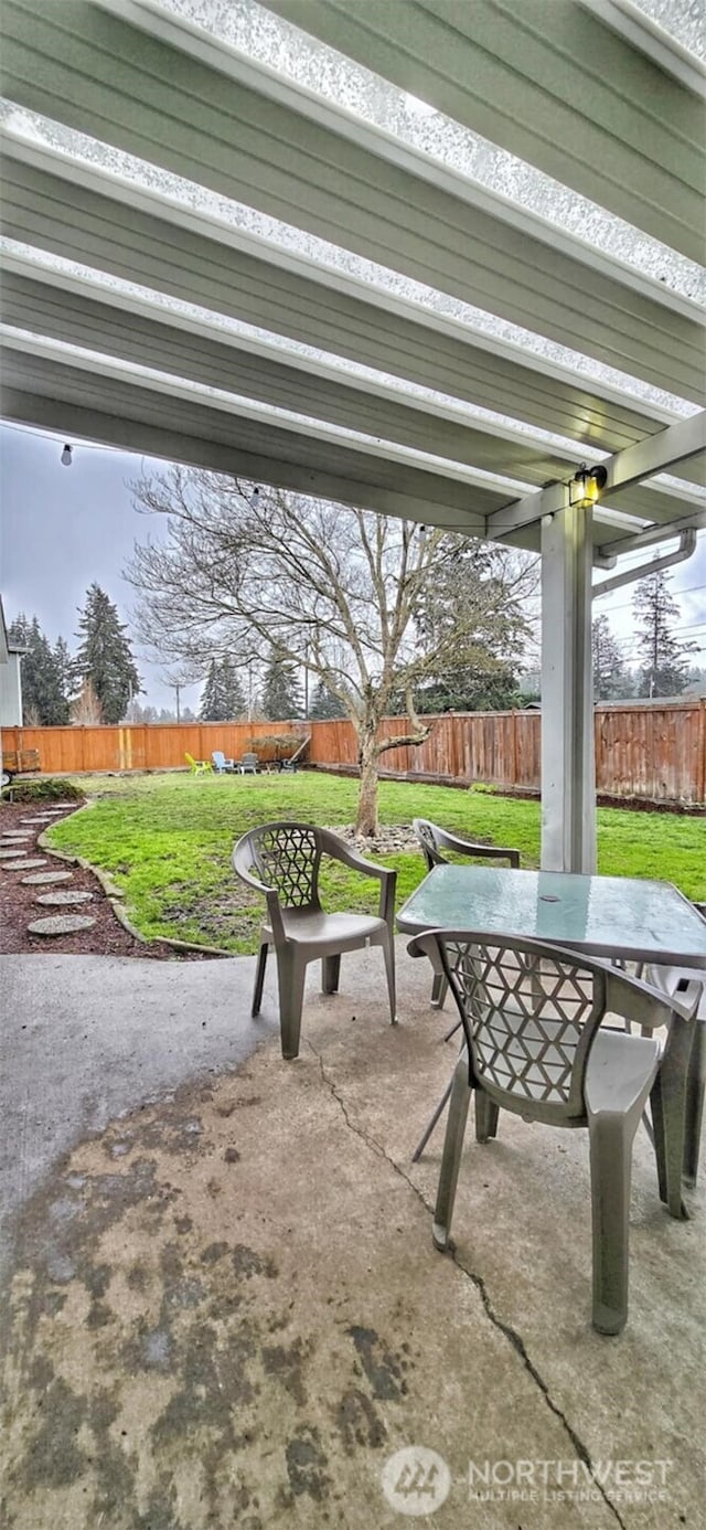 view of patio / terrace with outdoor dining area and a fenced backyard