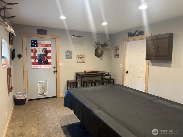 310 Kosmos Ln, Morton, WA 98356 - recreation room with recessed lighting, baseboards, light wood-style floors, and pool table