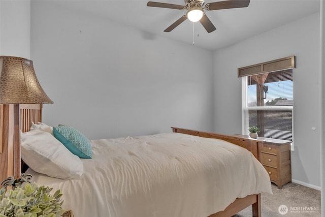 404 Airport Way SW, Mattawa, WA 99349 - bedroom featuring baseboards, light carpet, and ceiling fan