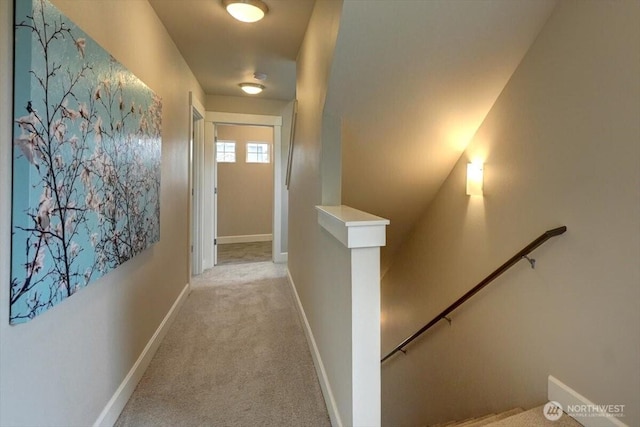12225 SE 271st Pl, Kent, WA 98030 - hallway featuring baseboards, carpet floors, and an upstairs landing