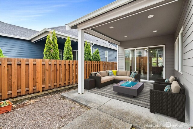 3727 Oakwood St SE, Olympia, WA 98513 - view of patio featuring an outdoor living space with a fire pit