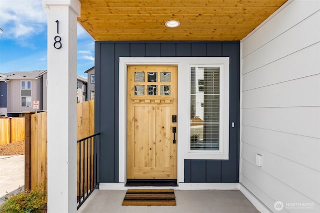 18 160th St SE, Bothell, WA 98012 - doorway to property featuring board and batten siding