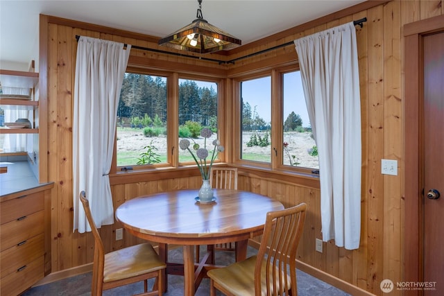 631 Cousins Rd, Lopez Island, WA 98261 - dining area with wooden walls