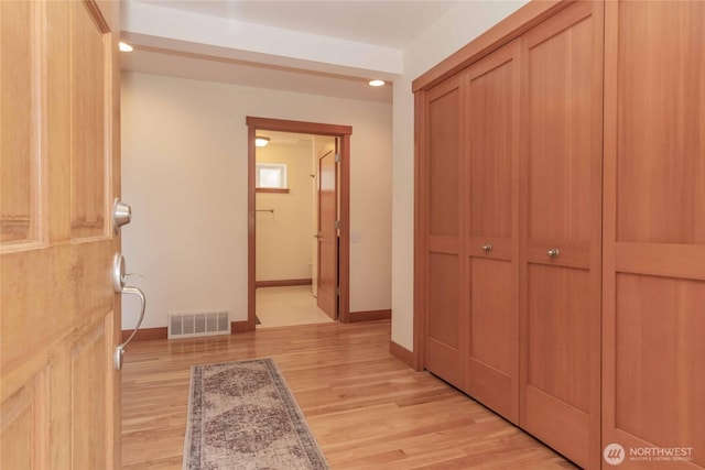4195 Windy Cove Ln, Clinton, WA 98236 - corridor featuring recessed lighting, baseboards, visible vents, and light wood-type flooring