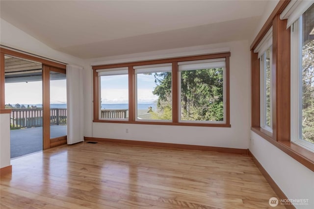 4195 Windy Cove Ln, Clinton, WA 98236 - spare room with light wood-style flooring, a healthy amount of sunlight, and baseboards