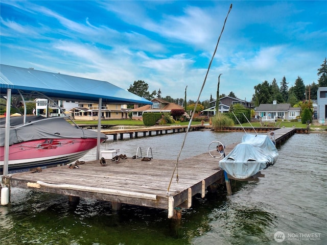 view of dock featuring a water view