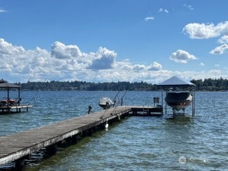 dock area with a water view