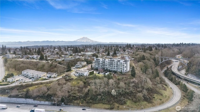 birds eye view of property featuring a mountain view