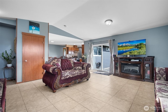 6473 Trigg Woods Ln, Ferndale, WA 98248 - living room with vaulted ceiling and light tile patterned flooring