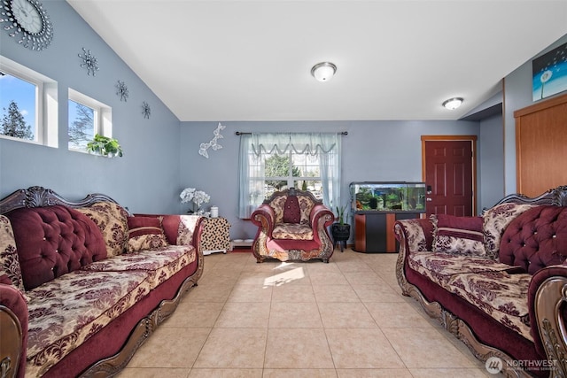 6473 Trigg Woods Ln, Ferndale, WA 98248 - living area with lofted ceiling and light tile patterned floors