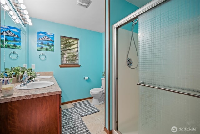 6473 Trigg Woods Ln, Ferndale, WA 98248 - full bath with a sink, toilet, a stall shower, and tile patterned flooring