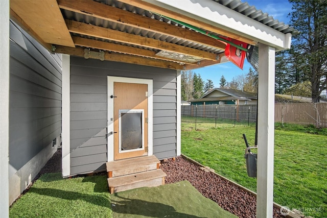 6473 Trigg Woods Ln, Ferndale, WA 98248 - doorway to property featuring a yard and fence