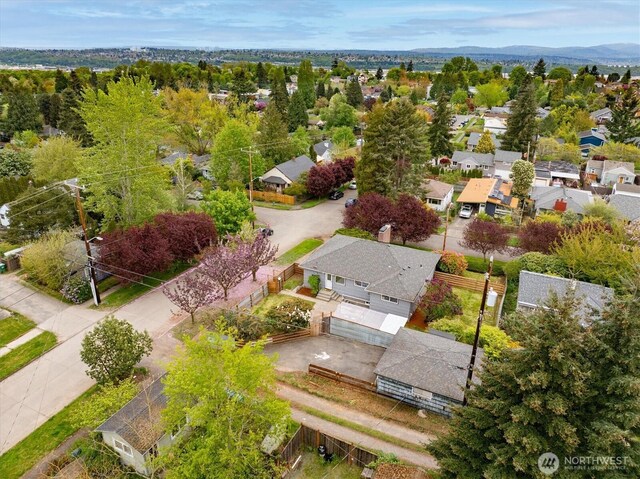 drone / aerial view with a residential view