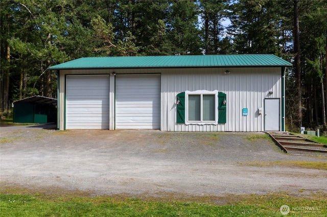 view of detached garage