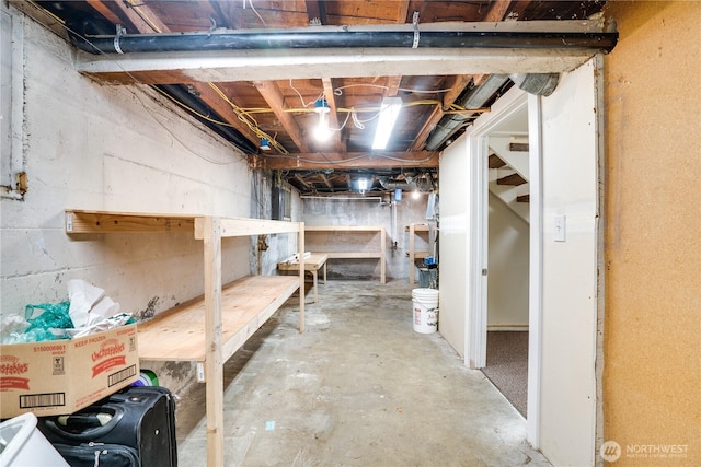 view of unfinished basement