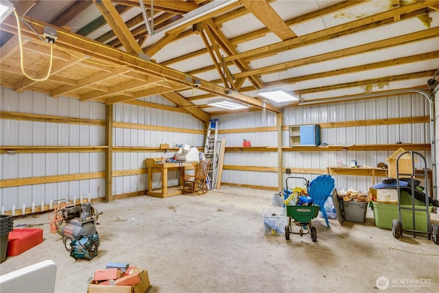 garage featuring metal wall