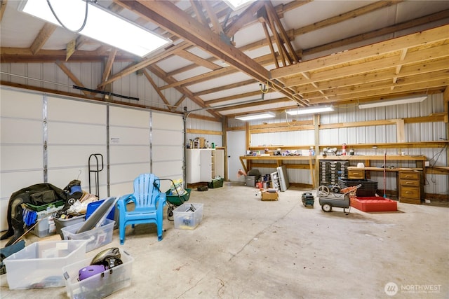 garage featuring metal wall