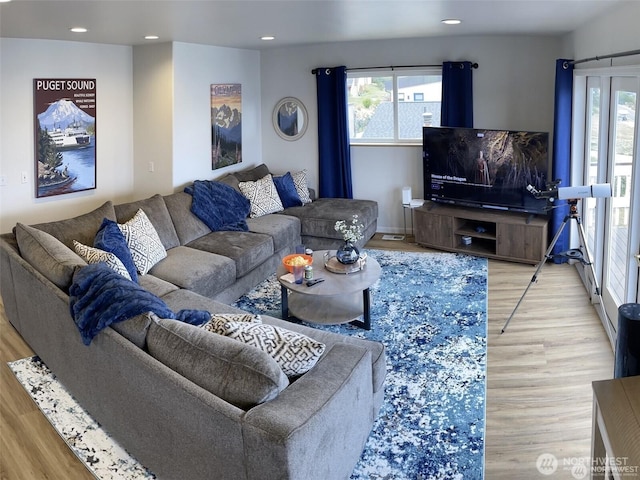 6926 Holeman Ave, Blaine, WA 98230 - living room featuring plenty of natural light, recessed lighting, and wood finished floors