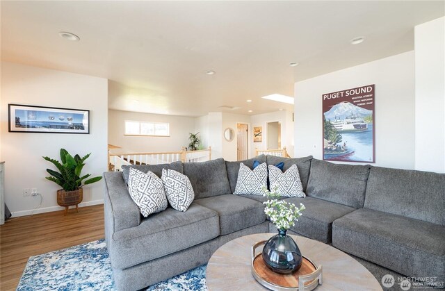 6926 Holeman Ave, Blaine, WA 98230 - living area with recessed lighting, baseboards, and wood finished floors