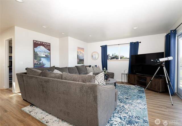 6926 Holeman Ave, Blaine, WA 98230 - living area featuring recessed lighting, a healthy amount of sunlight, and wood finished floors