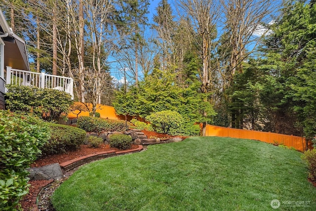 view of yard featuring fence