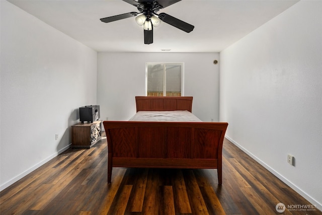 21813 43rd Avenue Ct E, Spanaway, WA 98387 - bedroom with dark wood finished floors, baseboards, and ceiling fan