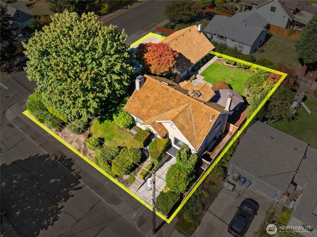 bird's eye view with a residential view