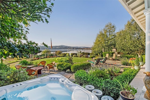 1935 False Bay Dr, Friday Harbor, WA 98250 - view of swimming pool featuring a hot tub and a patio