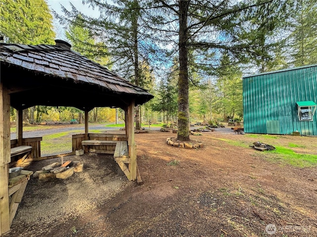 view of yard with a gazebo