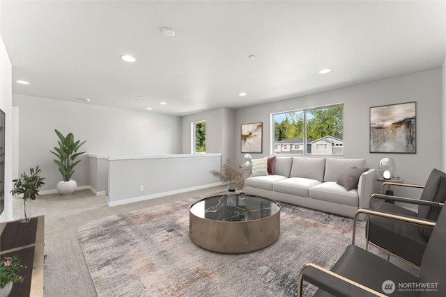 13906 178th Street Ct E Unit 62, Puyallup, WA 98374 - living area with recessed lighting, baseboards, and carpet floors