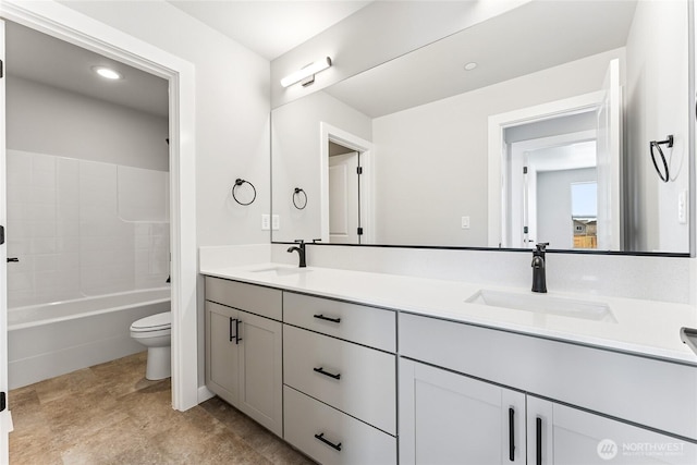 13906 178th Street Ct E Unit 62, Puyallup, WA 98374 - full bath featuring toilet, double vanity, washtub / shower combination, and recessed lighting