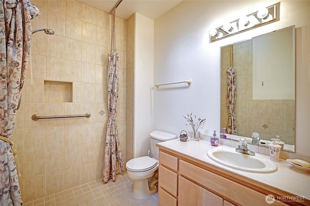 1433 Crestview Dr, Camano Island, WA 98282 - bathroom featuring toilet, vanity, and tiled shower