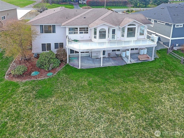 1433 Crestview Dr, Camano Island, WA 98282 - rear view of house with a patio area and a lawn