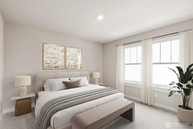 10591 135th Ave NE Unit 24, Kirkland, WA 98033 - bedroom with baseboards, light colored carpet, and recessed lighting