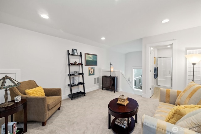 22867 SE Cherry St, Black Diamond, WA 98010 - living area with recessed lighting, visible vents, and light colored carpet
