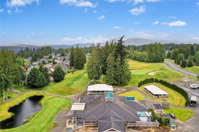 17406 Redhawk Dr, Arlington, WA 98223 - aerial view of a water and mountain view, a local golf course, and a heavily wooded area