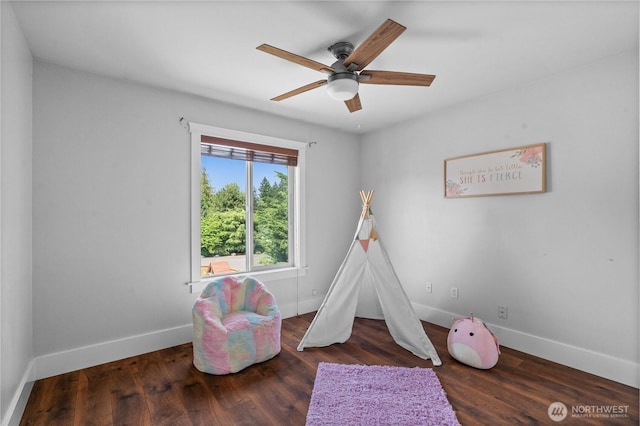 1625 185th Street Ct E, Spanaway, WA 98387 - game room featuring a ceiling fan and wood finished floors