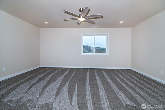 16283 Hwy 97, Ellensburg, WA 98926 - empty room with recessed lighting, dark colored carpet, and a ceiling fan