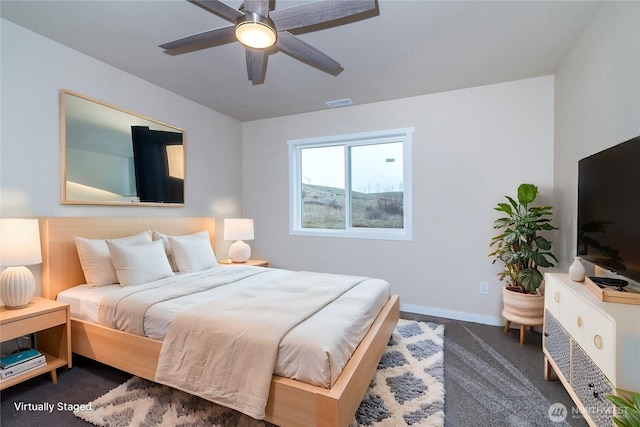 16283 Hwy 97, Ellensburg, WA 98926 - bedroom featuring dark colored carpet and a ceiling fan