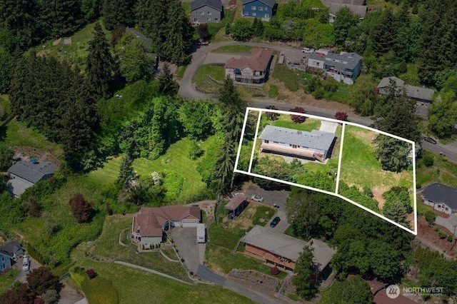 1918 SE Maple Dr, Chehalis, WA 98532 - aerial view of residential area featuring property boundaries highlighted