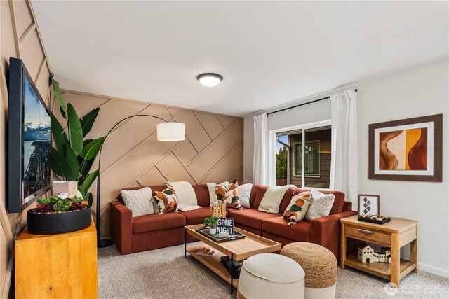 1133 68th Ave SE, Tumwater, WA 98501 - living room with an accent wall and carpet flooring