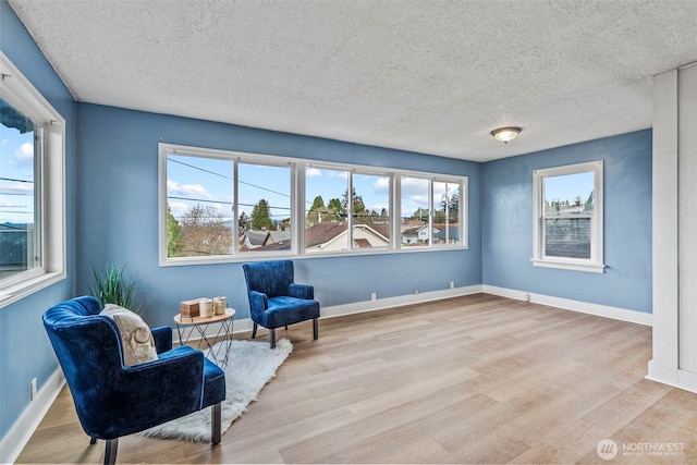 160 Maple St, Cathlamet, WA 98612 - living area featuring baseboards, a textured ceiling, and wood finished floors