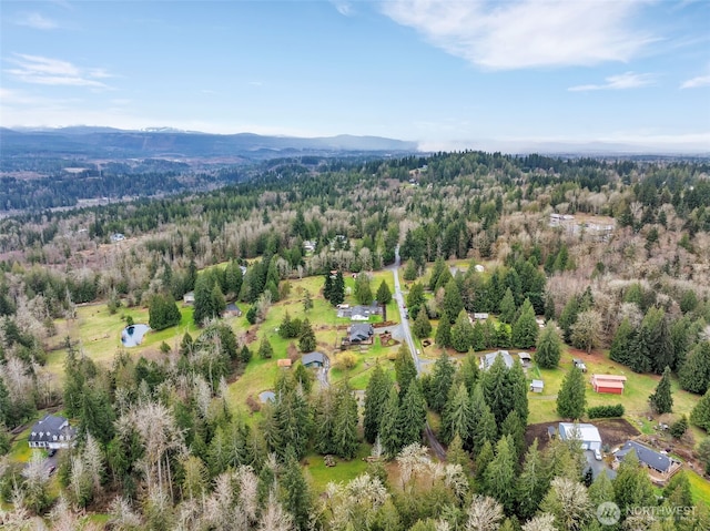 21401 161st Ave E, Graham, WA 98338 - birds eye view of property featuring a mountain view and a forest view