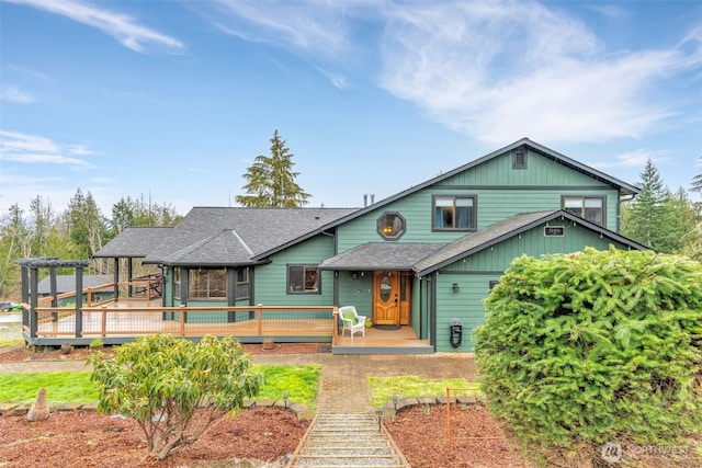 21401 161st Ave E, Graham, WA 98338 - view of front facade with a wooden deck and a shingled roof