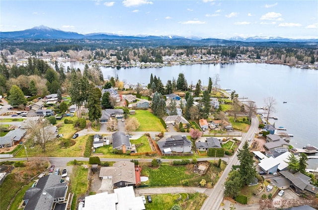 aerial view with a residential view and a water and mountain view