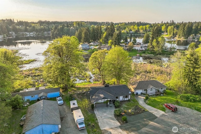 10231 Kiwa Dr SE, Olympia, WA 98513 - drone / aerial view with a forest view and a water view