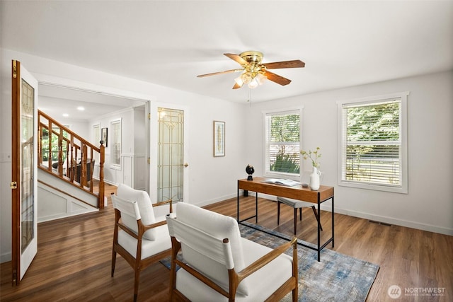 30427AVE SE 204th, Kent, WA 98042 - home office with ceiling fan and wood finished floors