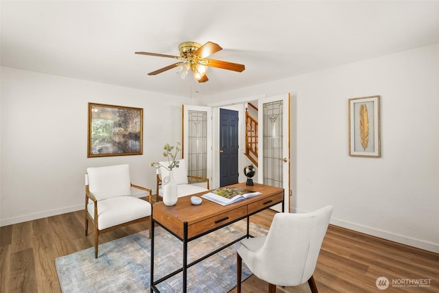 30427AVE SE 204th, Kent, WA 98042 - office featuring ceiling fan and wood finished floors