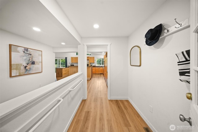 30427AVE SE 204th, Kent, WA 98042 - hall featuring light wood finished floors and recessed lighting